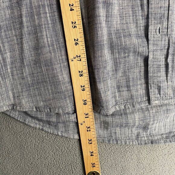 PD & C Short Men's 2X Sleeve Button Down Polo Shirt Dark Gray Denim 100% Cotton - Picture 5 of 12